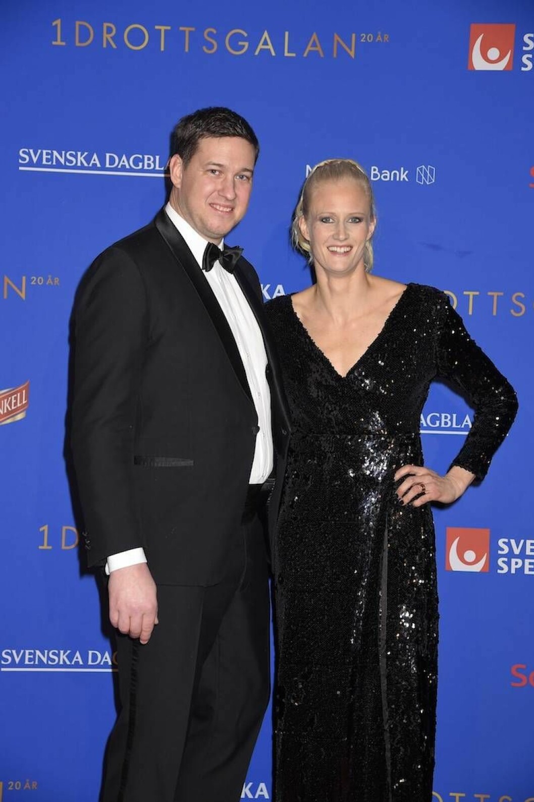 Carolina Klüft med maken Patrik på Idrottsgalan 2019.
