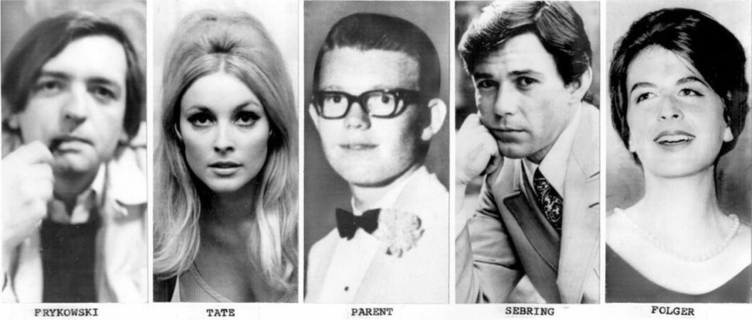 Hollywoodvillan såg ut som ett slakthus. Offren var fr v Wojciech Frykowski, Sharon Tate, Steven Parent, Jay Sebring och Abigail Folger. Charles Mansons alla offer