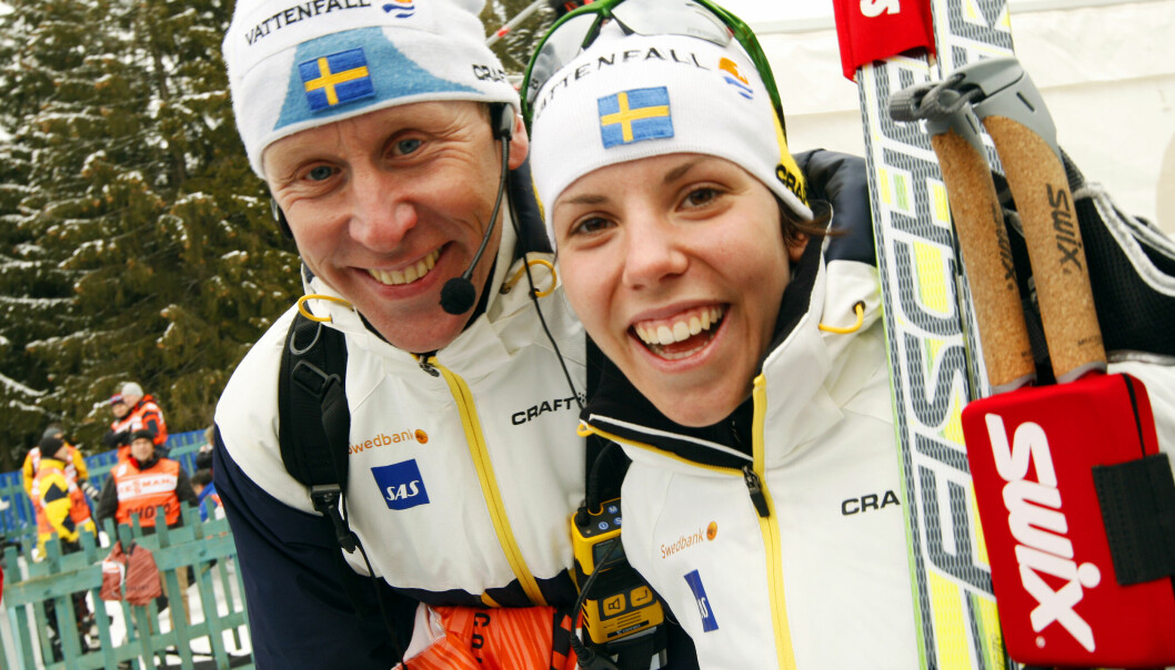 2018 gick Charlotte Kalla om Gunde Svan i antalet mästerskapsmedaljer. Men de visste de ingenting om här, i samband med Tour de ski 2008. Charlotte Kalla tillsammans med Gunde Svan i samband med Tour de ski 2008.