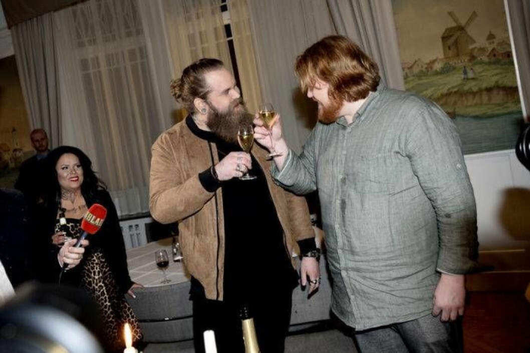 Chris Kläfford och Martin Almgren på Melodifestivalens efterfest i Malmö. Foto: Aftonbladet/IBL Bildbyrå Chris Kläfford och Martin Almgren