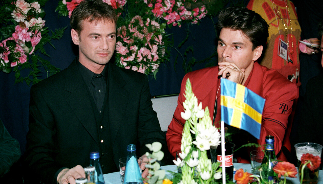 Christer Björkman och Niklas Strömstedt på Eurovision.