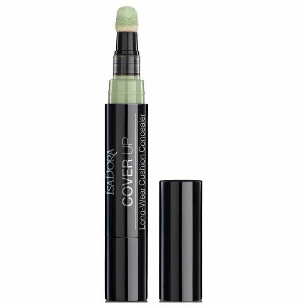 Flytande concealer med gröna pigment. 