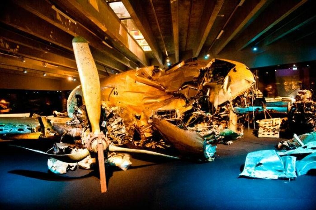 Den nerskjutna DC3:an uppställd i Flygvapenmuséet i Linköping. Foto: IBL Den nerskjutna DC3:an