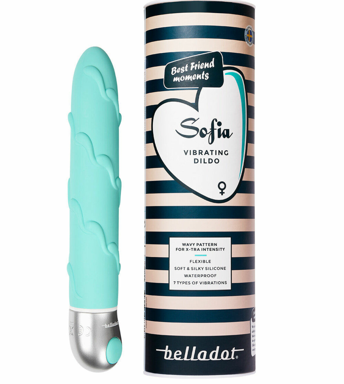 Turkos vibrerande dildo.