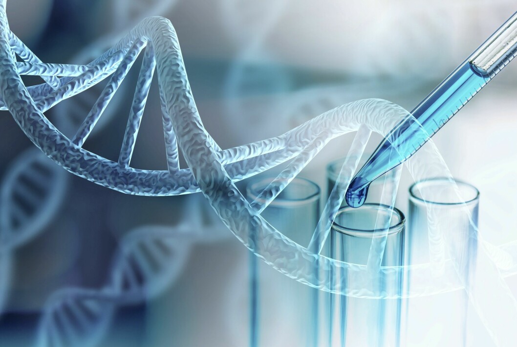 Pipette, provrör och dna-arvsmassa.