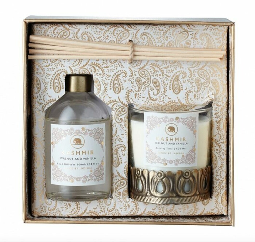 Giftbox med doftljus och doftstickor från Kashmir 