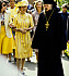 Drottning Silvia i gul retroklänning i Moskva 1978.