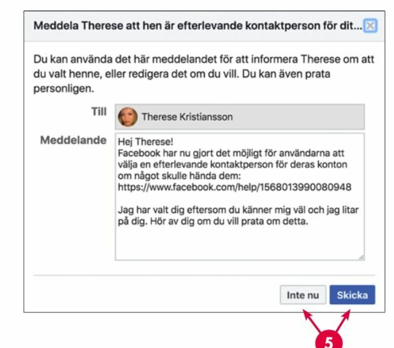 Efterlevande person på Facebook.