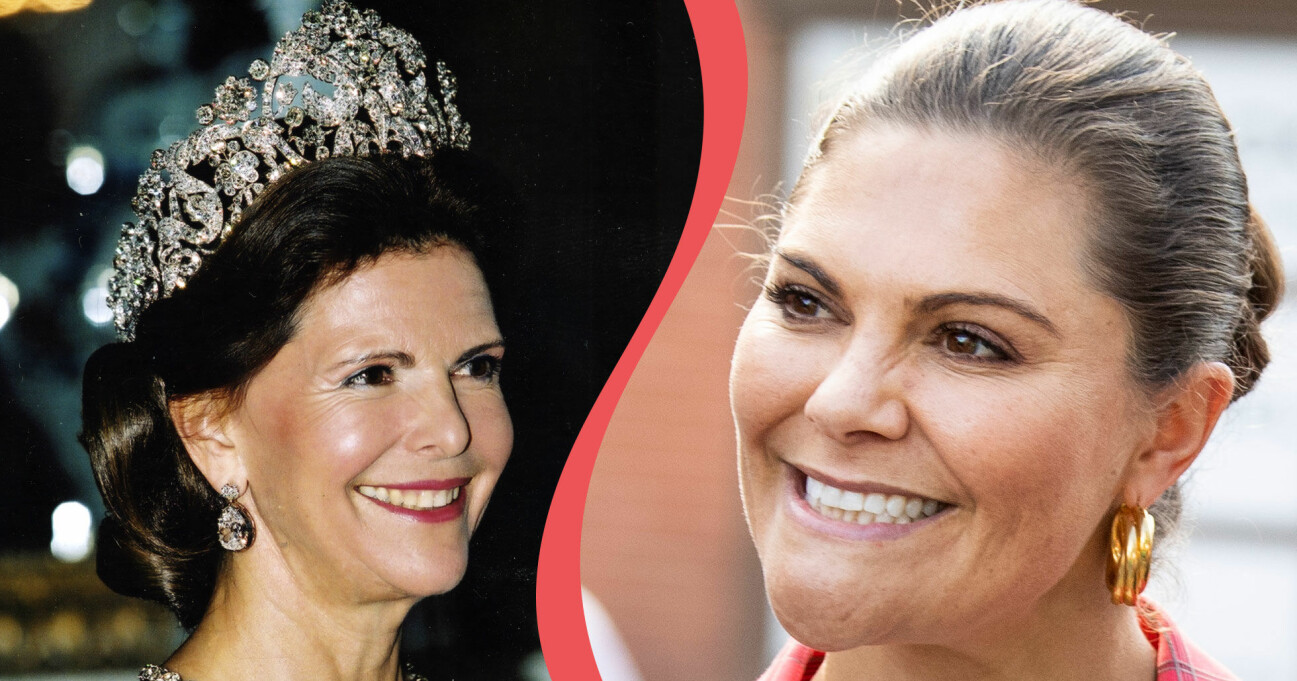 En kombinerad bild på drottning Silvia och kronprinsessan Victoria.