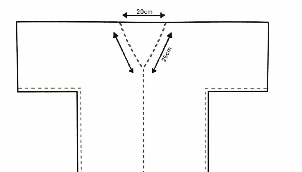 Sectional drawing of how to cut the neckline