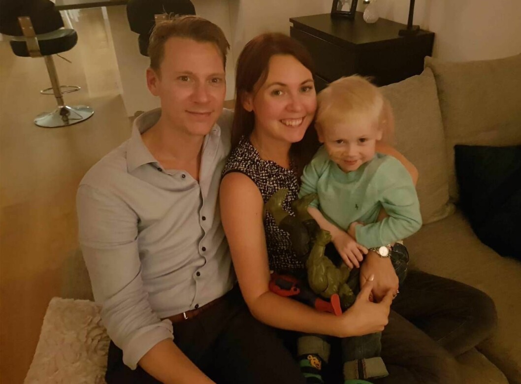 Familjen Stattin. Från vänster: pappa Mikael, mamma Ellinor och sonen Basti. Foto: Privat