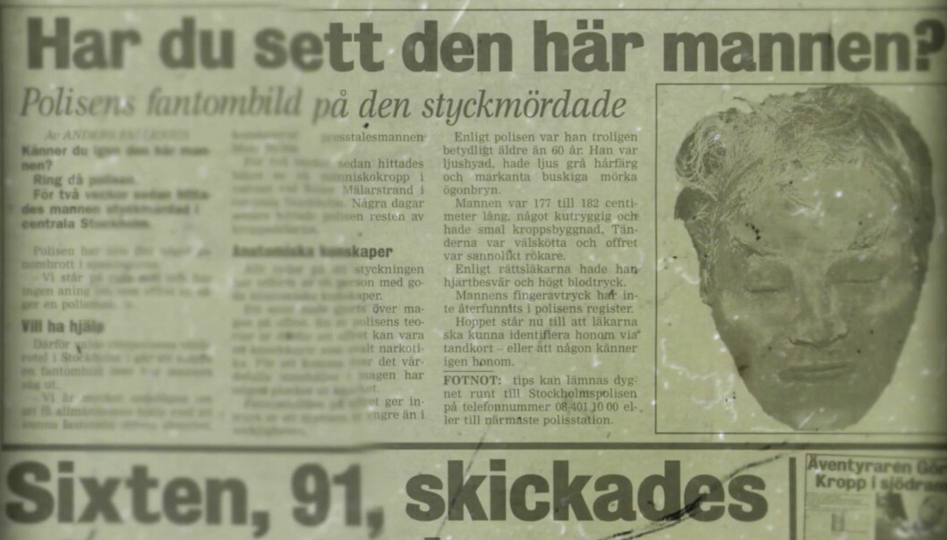 Offret var okänt till polisen gick ut med en efterlysning i tidningarna. Gabriel Kischs son kände igen sin pappa. Fantombild på Gabriel Kisch.