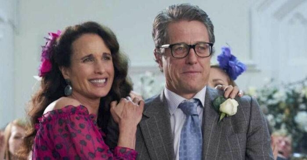 Hugh Grant och Andie MacDowell i uppföljaren till <em>Fyra bröllop och en begravning</em>. Foto: Red Nose Day Hugh Grant och Andie MacDowell på Mirandas bröllop