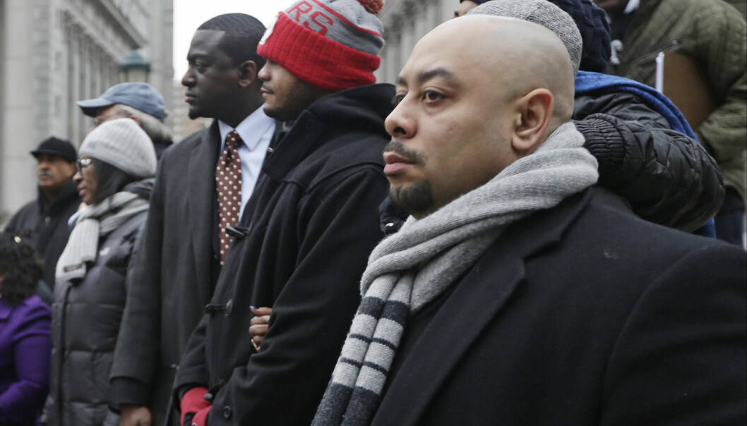 Tre av de friade ur Central Park Five under en demonstration i New York 2013. Från höger Raymond Santana, Kevin Richardson,och Yusef Salaamat. Tre av Central Park Five under den demonstration i New York