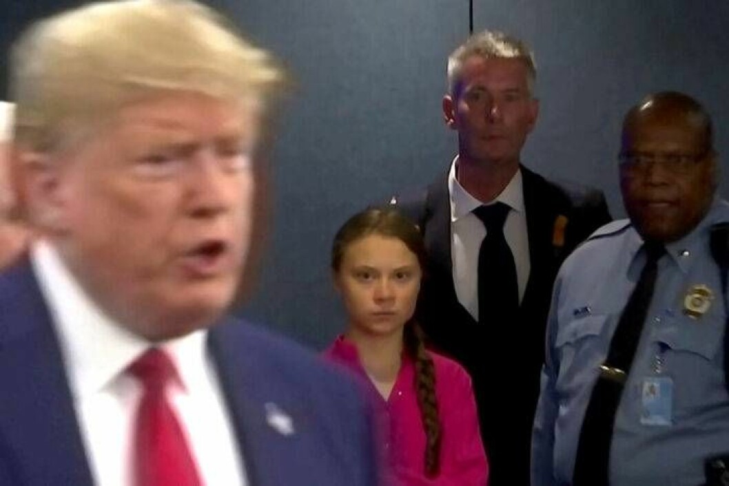 Greta Thunberg blänger på Trump.