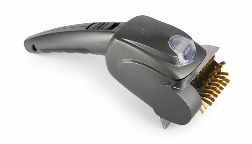 Batteridriven grillborste med lampa.