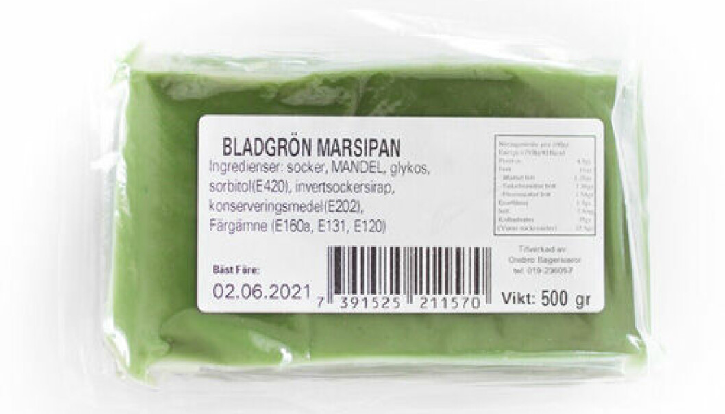 Grön marsipan till marsipantårta