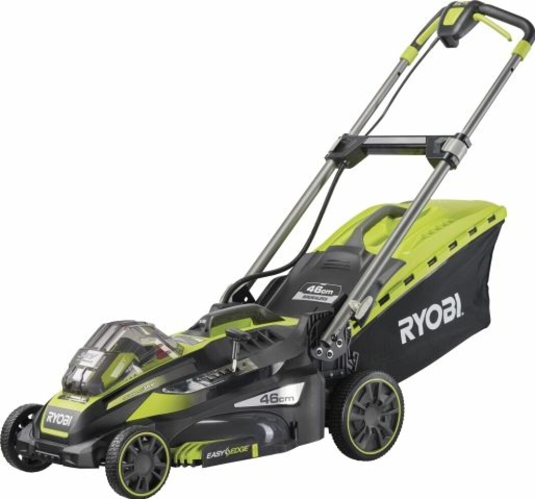 Grön och svart gräsklippare av modellen Ryobi RLM 36X46S240