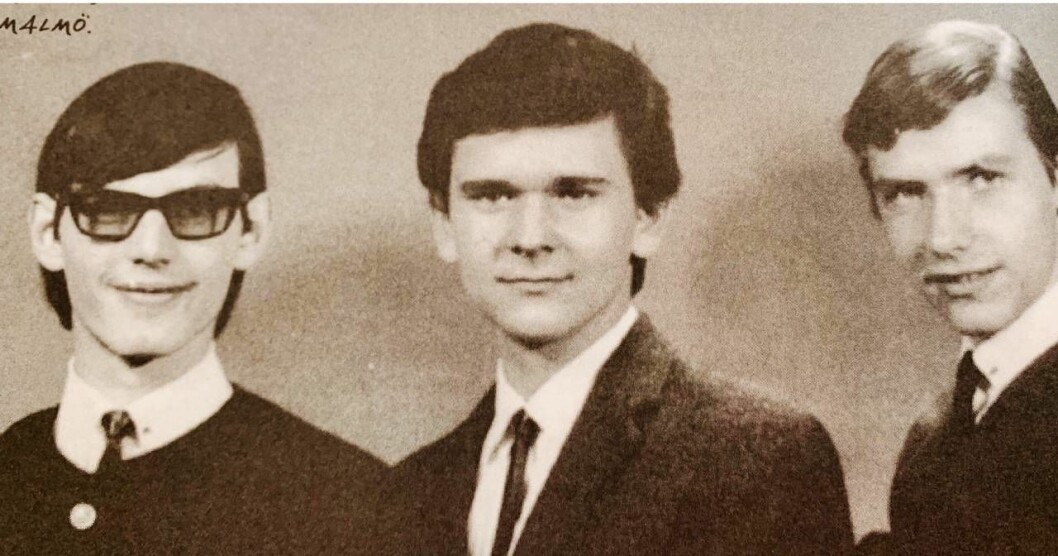 16-årige Hasse, i mitten, här tillsammans med Kent och Tony i Malmöbandet där karriären inte riktigt gick som de hoppats. Foto:Privat 16-årige Hasse, i mitten, här tillsammans med Kent och Tony i Malmöbandet