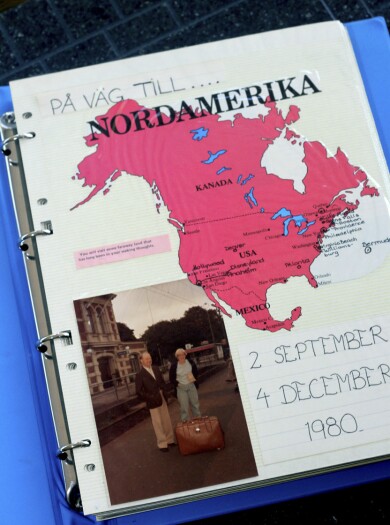 Mappen som Helén satte ihop om sin resa. Foto: Susanne Stamming Mappen som Helén satte ihop om sin resa.