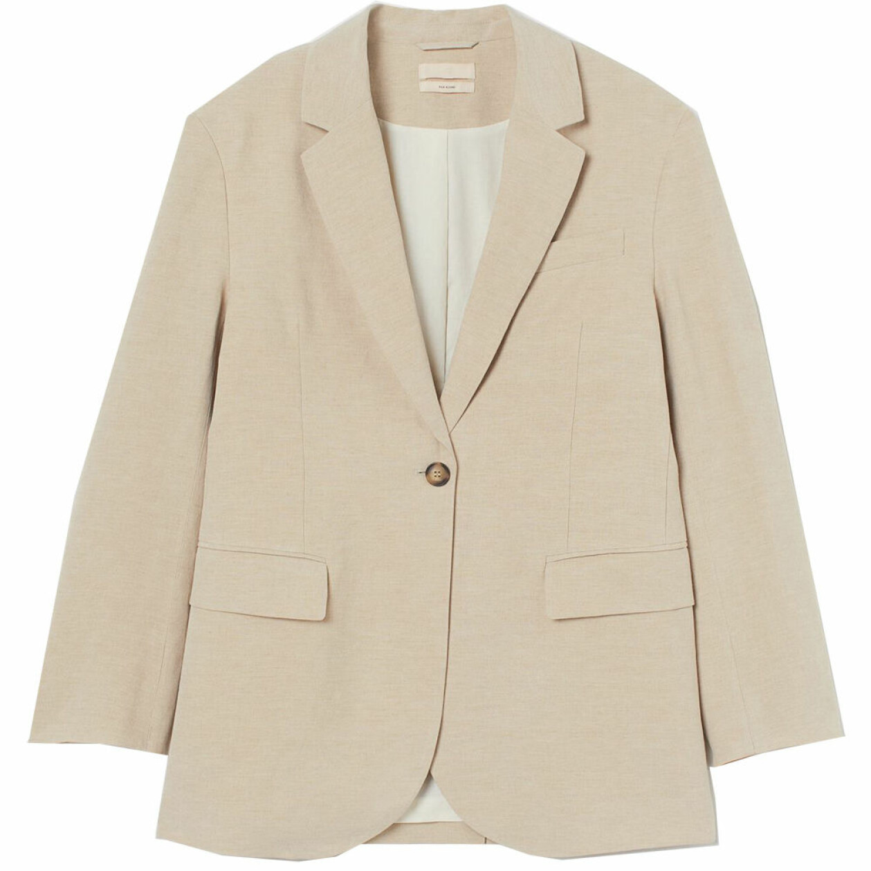 beige kavaj i silke och linne från H&M