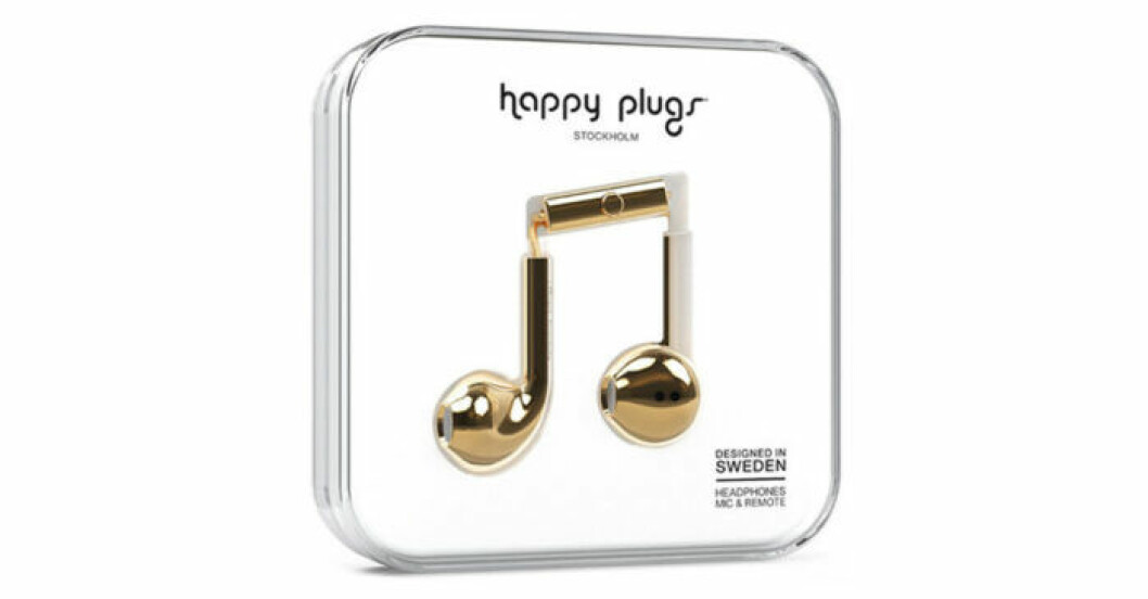 Guldiga hörlurar från Happy Plugs/Åhlens