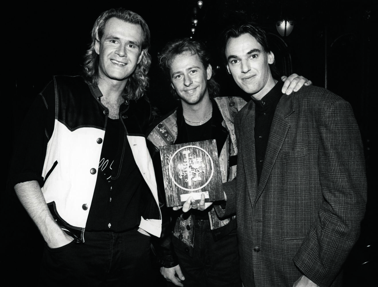 Bandet Freda; Uno Svenningsson, Arne Johansson och Mats Johansson, poserar för bild 1991.