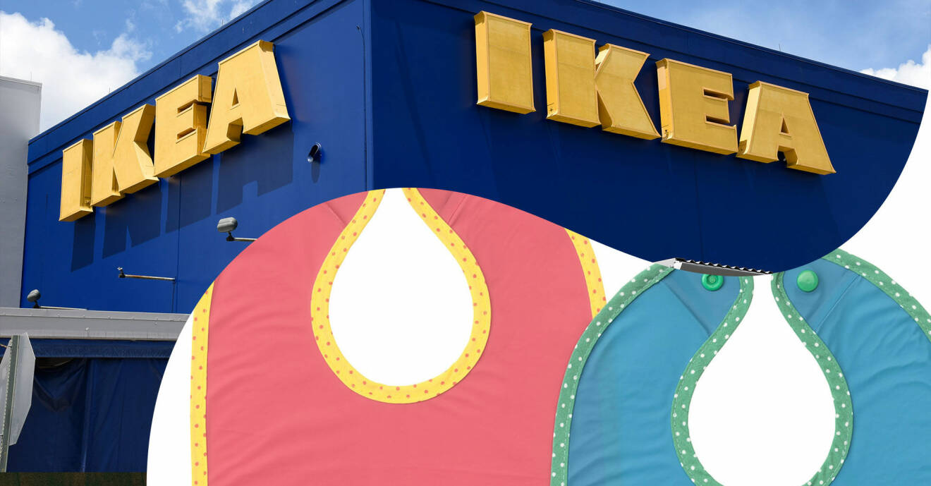 Ikea återkallar haklappen Matvrå i färgerna blå och röd.