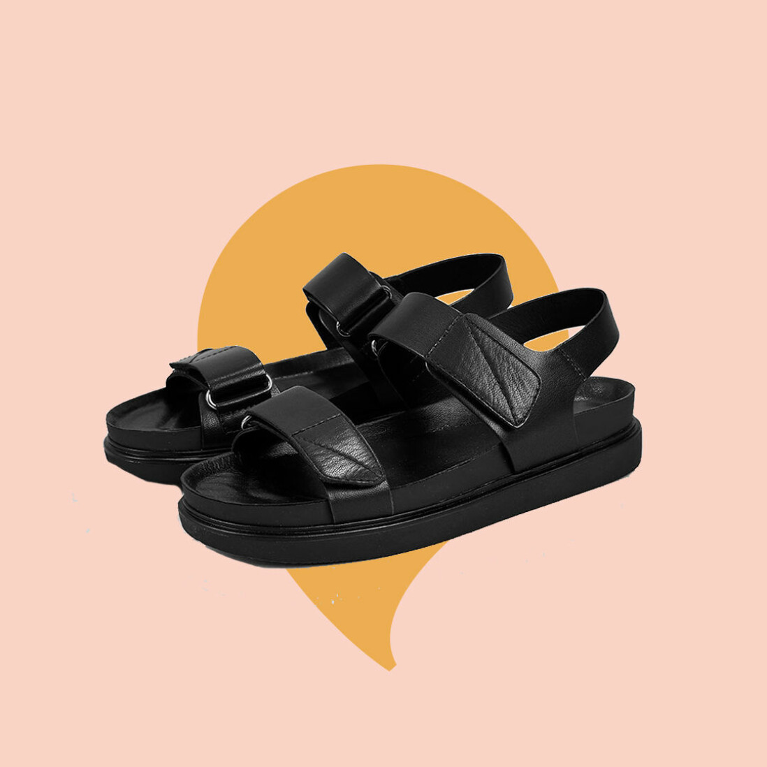 svarta sandaler i fakeläder