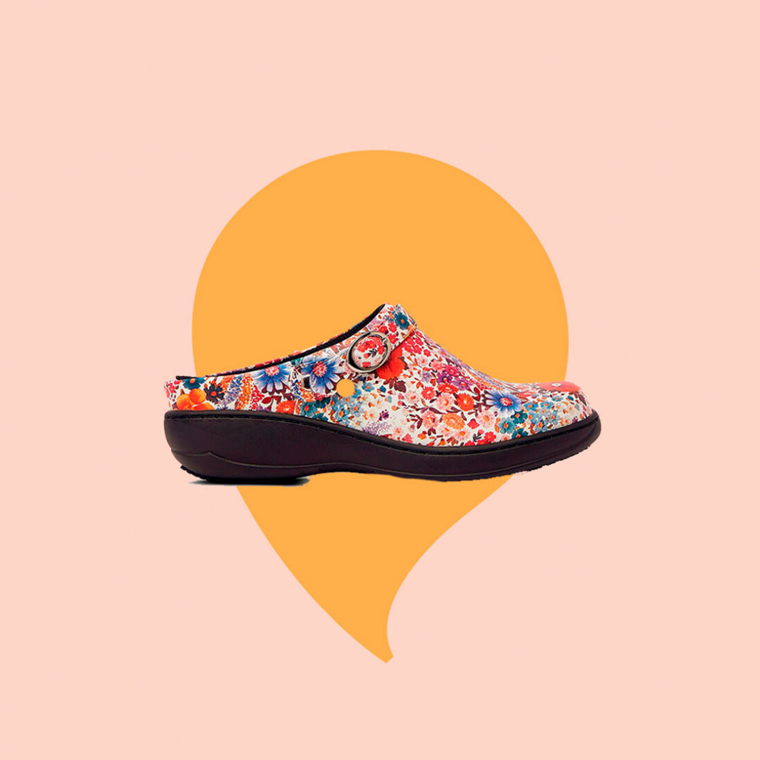 blommiga slip-in sandaler