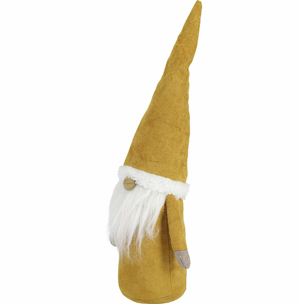 Gul stående tomte från Clas Ohlson