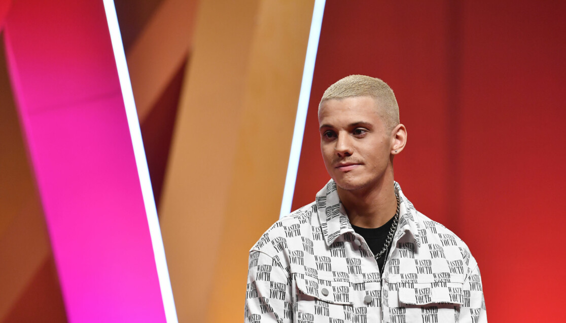 <i>Foto: Jessica Gow/TT</i> William Strid deltar i Melodifestivalen 2020.