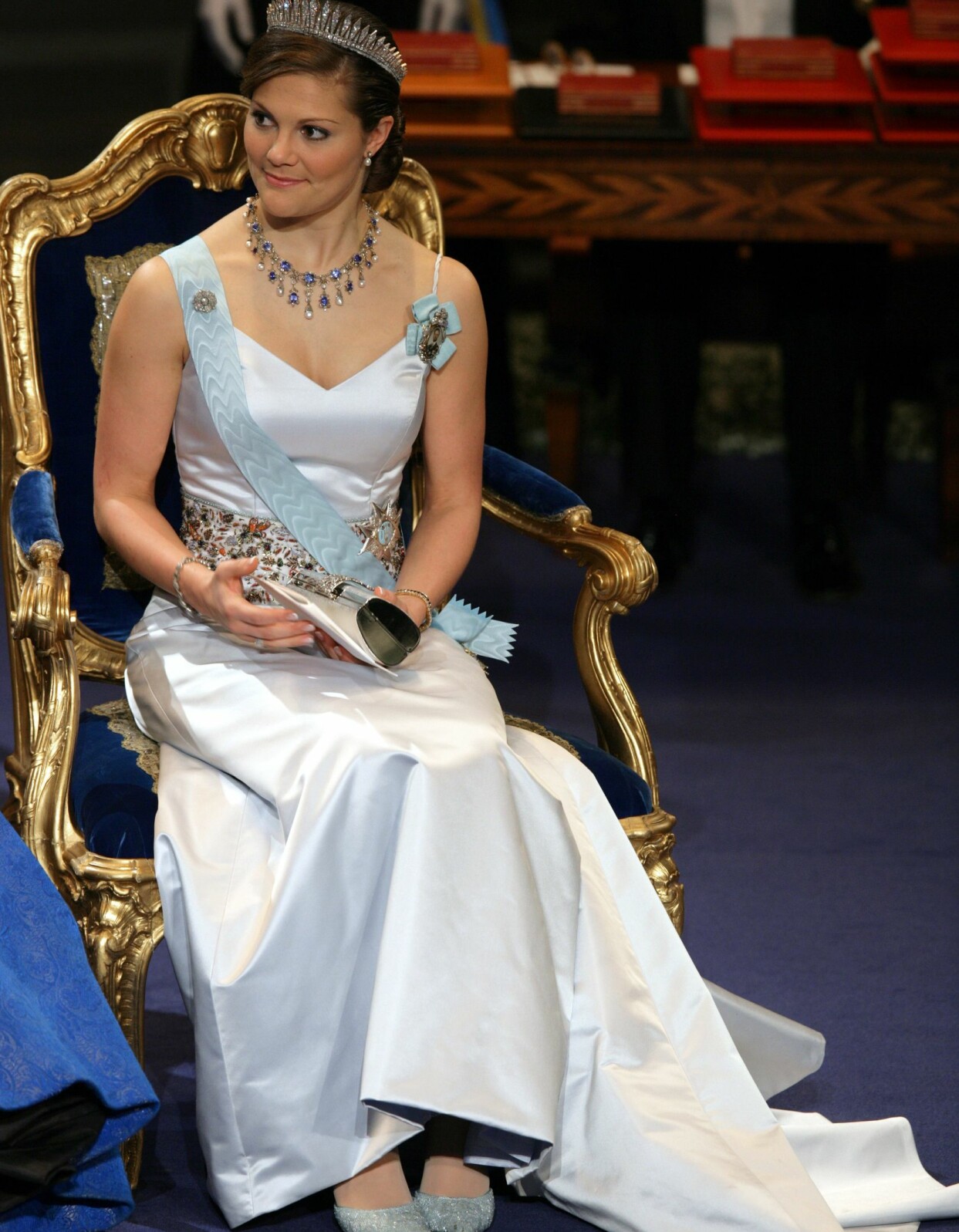 Victoria under utdelningen av Nobelpriset 2005. Foto: Charles Hammarsten/TT Kronprinsessan Victoria under Nobelprisets utdelning i Stockholm 2005.