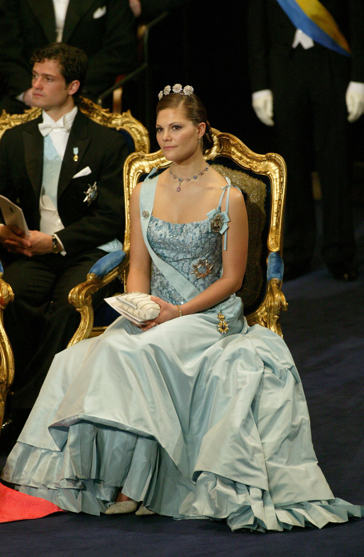 Kronprinsessan Victoria på Nobelfesten 2003. Foto: Charles Hammarsten/TT Kronprinsessan Victoria under Nobelprisets utdelning i Stockholm 2003.