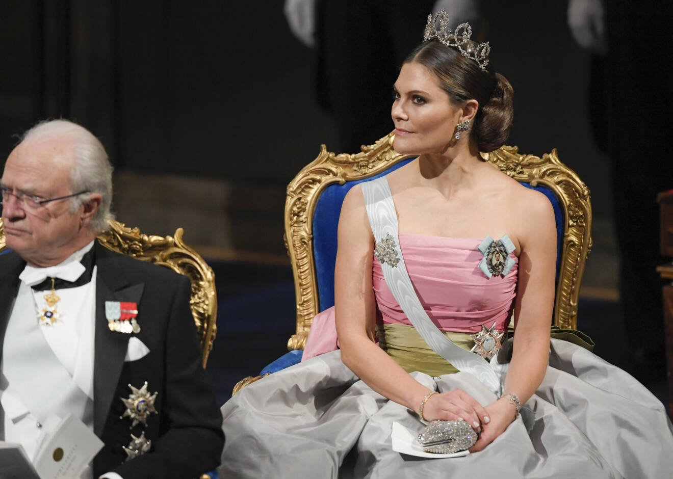 Kronprinsessan Victoria under utdelningen av Nobelpriset 2018.