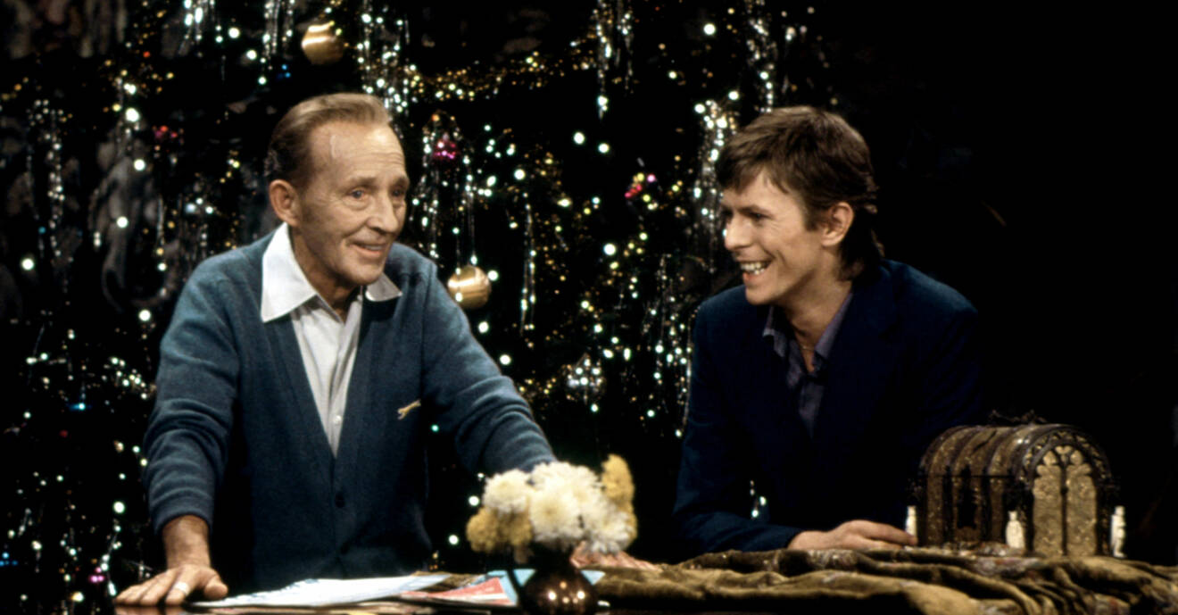 Crossby och Bowie framför julglitter.
