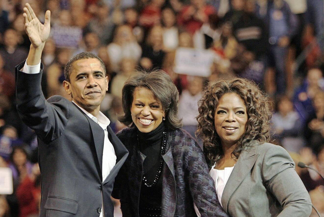 Oprah Winfrey med Barack och Michelle Obama.
