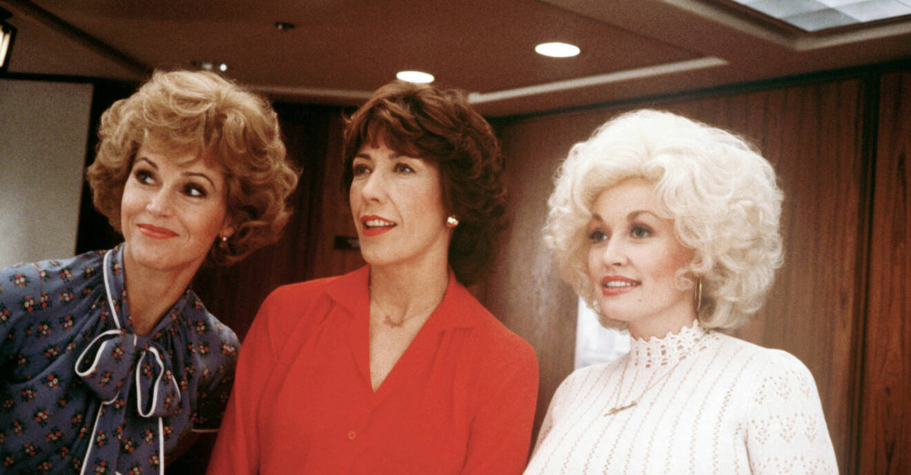 Jane Fonda, Lily Tomlin och Dolly Parton i filmen ”9 till 5”.