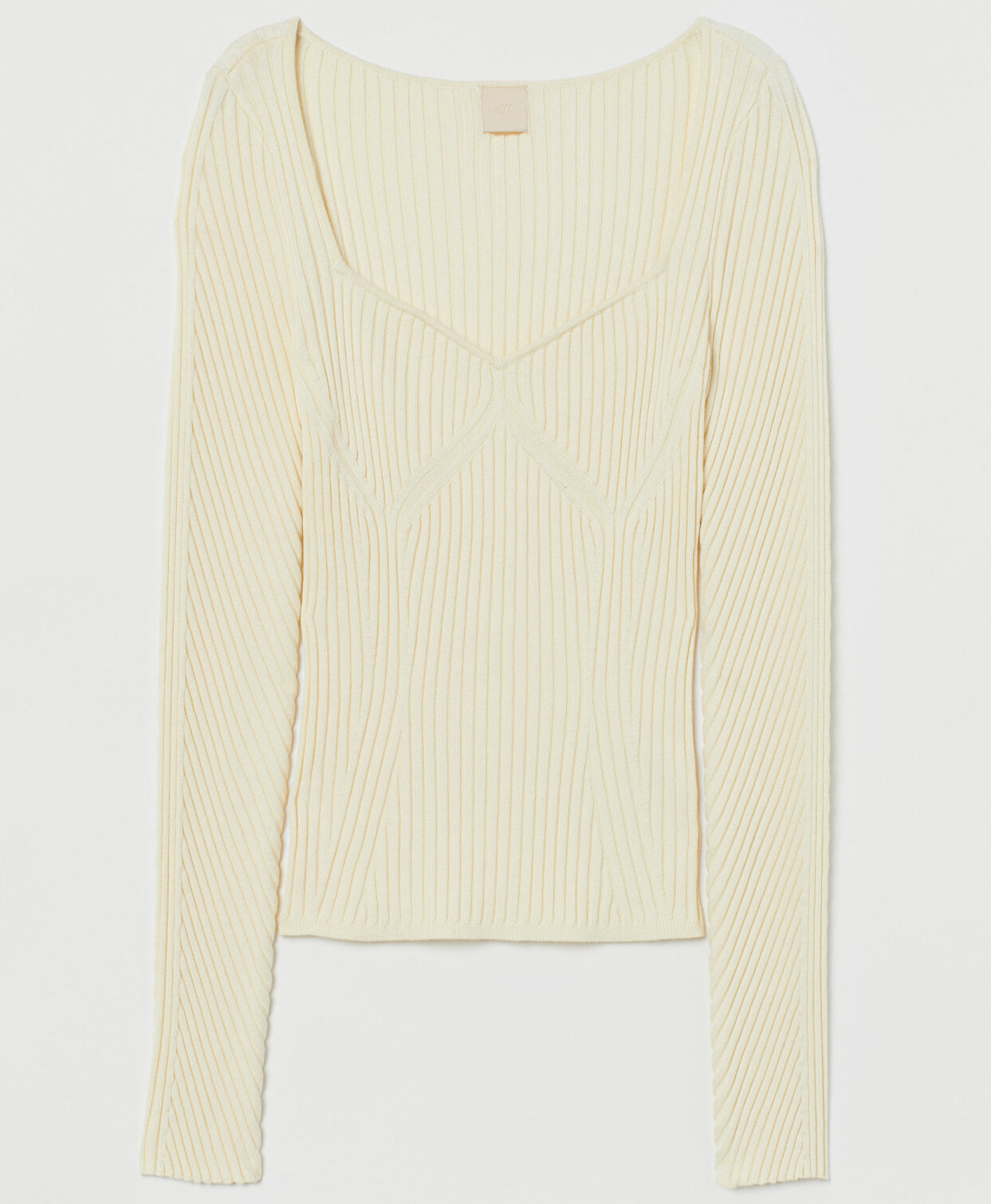 Ribbstickad topp med kanting ringning, från H&M