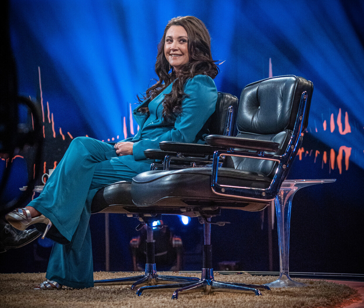 Camilla Läckberg gästar <i>Skavlan</i> i SVT. Foto: Abs Richardson/Monkberry/SVT Camilla Läckberg gästar Skavlan i SVT i februari 2020.