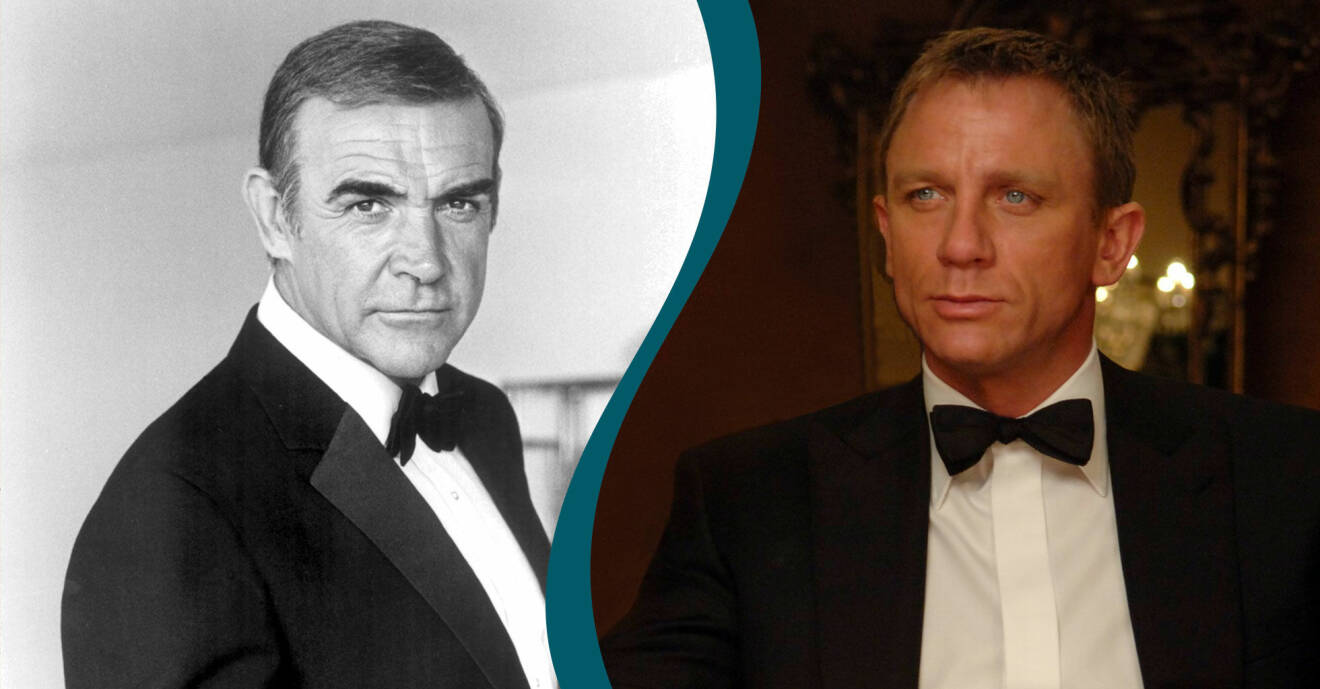 Sean Connery och Daniel Craig som James Bond.