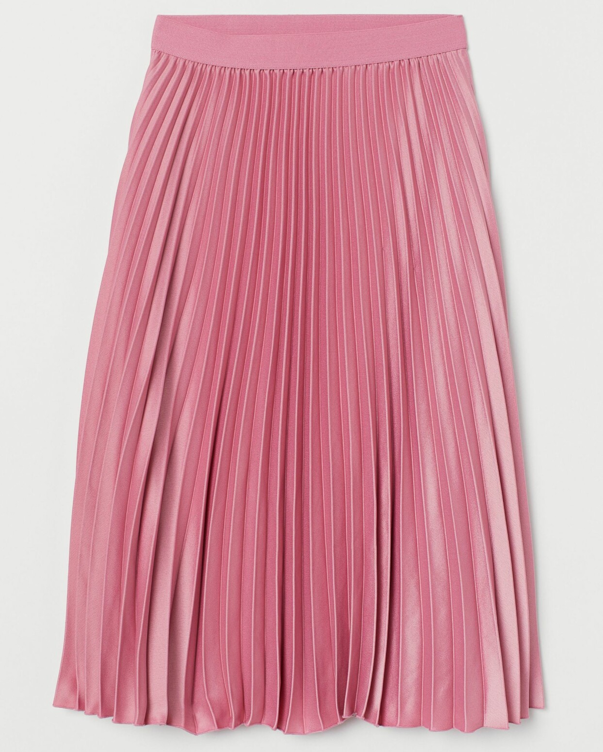Bubbelgumsrosa plisserad kjol i lyxig satin, från H&M
