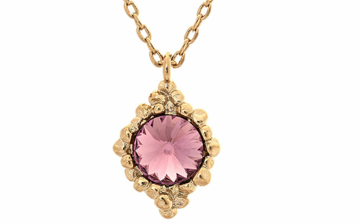 Guldfärgat halsband med ametist, från Lily and Rose