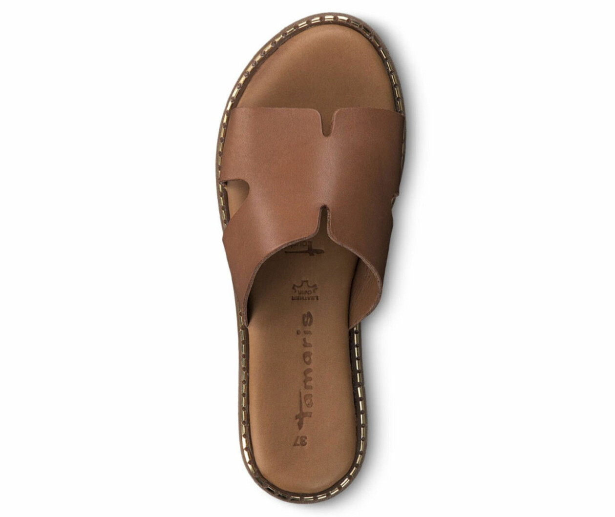 Bruna platta skinnsandaler från Tamaris hos Åhléns