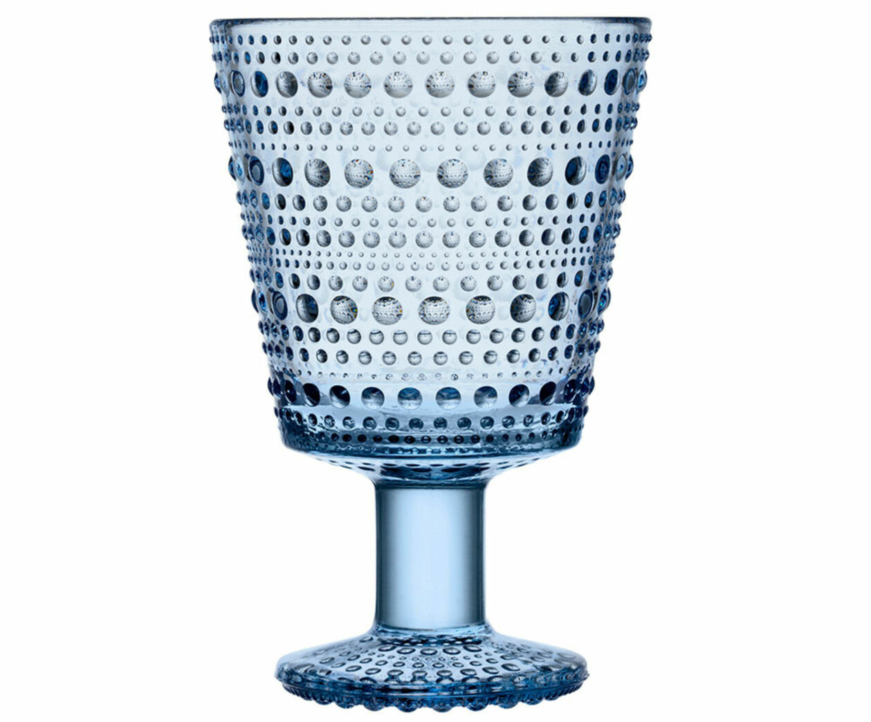 Blått knottringt glas på fot från Iittala