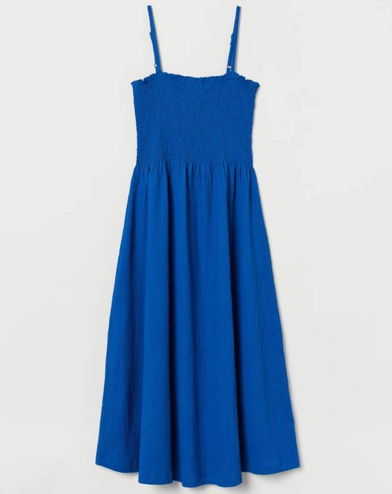 Kornblå klänning med smockat liv, från H&amp;M