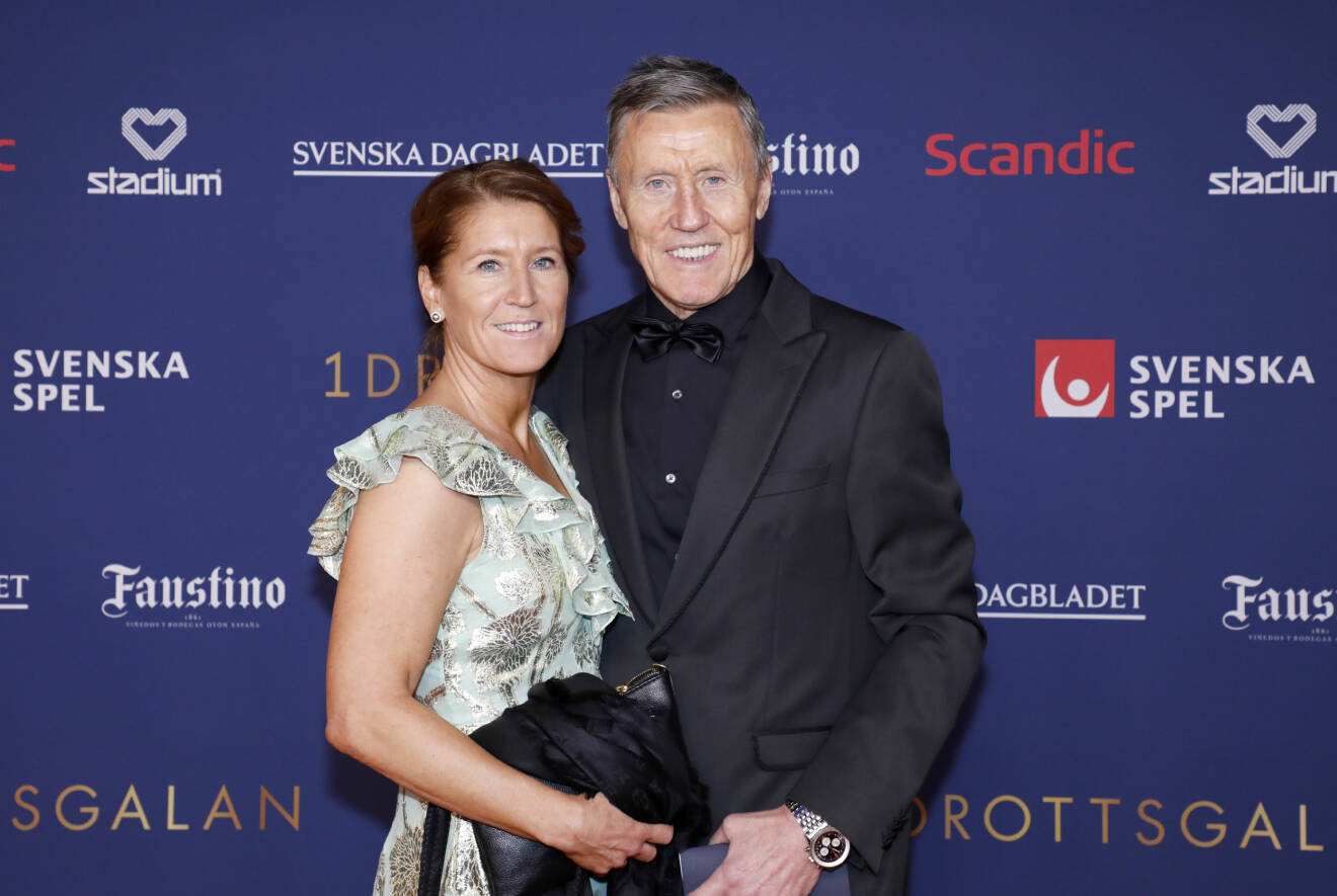 Börje Salming tillsammans med sin fru Pia Salming på Idrottsgalan i Globen, Stockholm, januari 2020.