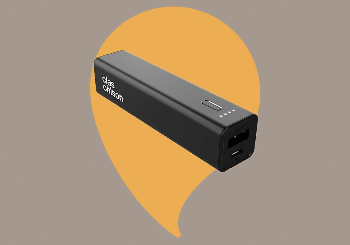 Liten powerbank från Clas Ohlson.