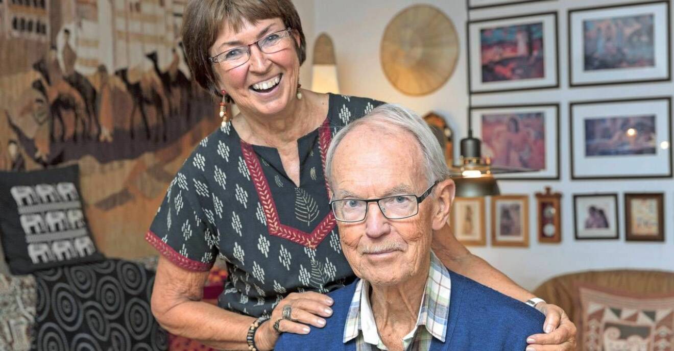 Anitha var 70 när hon öppnade hotell i Indien. Här med maken Thomas.