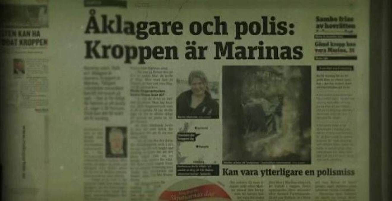 Pressklipp angående att man hittat Marina Johanssons kropp.